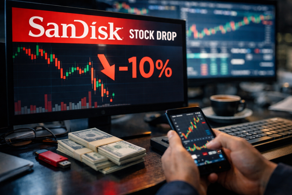 Why SanDisk stock tumbled 10% today: are traders cashing out of AI rally?